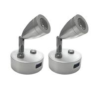 2/1 pièces Argent/Noir DC 12-24V Accessoires d'intérieur de Voiture LED Lecture Voiture Spots RV Bateau Caravane Camping-Car Lampe Murale de Chevet(2X)
