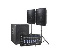 SkyTec 2.1 set DJ live complet 1600 watts avec table de mixage et câbles - un kit idéal pour animer vos soirées