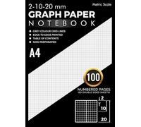 2-10-20 mm Graph Paper Notebook: A4 (8.27" x 11.69") | Metric Scale | Edge to Edge Printed Without Borders | Thin Gray Grid Lines | 100 Numbered Pages with Table of Contents