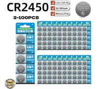 2-100 pièces CR2450 BR2450 3V pile au Lithium 600mAh batterie de montre (convient également: 5029LC, LM2450, DL2450, piles bouton CR2450N)
