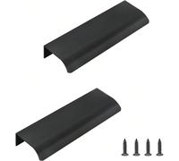2-10pièces Poignée de tirage à doigt noire montée à l'arrière 120mm/4.72in, poignée cachée en aluminium, poignée de tiroir cachée convenant pour la maison, la cuisine, le salon, la porte, le placard, 