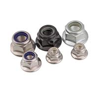 2/10X M3 M4 M5 M6 M8 M10 M12 noir carbone 304 A2-70 acier inoxydable bride hexagonale Nylon insérer écrou de blocage autobloquant Nylock contre-écrou(Silver carbon steel,M6 10pcs)