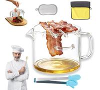2.1L/74Oz Glass Microwave Bacon Cooker, Heat Resistant Upgrade Multifunctional Glass Bacon Grill, Non-Stick Oil Glass Bacon Cooker for Microwave Oven for Easy Grease Draining Picnics & Barbecues (1pc)