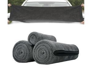 2+1Pcs Magic Dry Twist-Weave Microfiber Car Towel,Streak-Free,Ultra-Absorbent,Scratch-Safe Car Wash Towel,Thickened Lint-Resistant Cleaning Cloth for Kitchen,Bathroom (1*15.75*15.75in+2*23.62*35.43in)