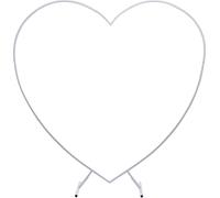 2,1x2m arche de mariage en forme de cœur métal fleurs arche photocabine fond cadre ballon (blanc)