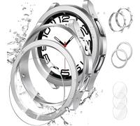 [2+2+3pièces Samsung Galaxy Watch 6 Classic 43mm Coque + Protection D'écran, Anti-Buée 3 Films De Protection En Verre Trempé + 2 Étui Rigides En Pc Anti-Rayures +2 Anneau De Cadre Adhésif Étui