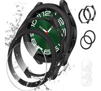 [2+2+3pièces Samsung Galaxy Watch 6 Classic 47mm Coque + Protection D'écran, Anti-Buée 3 Films De Protection En Verre Trempé + 2 Étui Rigides En Pc Anti-Rayures +2 Anneau De Cadre Adhésif Étui
