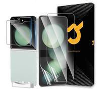 2 + 2 films de protection d'écran pour Z Flip 5 [non verre], 2 films flexibles EPU, 2 protections d'appareil photo, auto-guérison en 10 secondes, compatible avec les coques, empreintes digitales