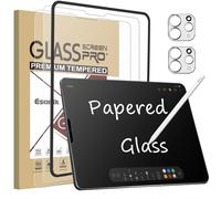 [2+2 Pièces Protection Écran Papier Pour Ipad Pro 11 2022(M2)/2021/2020/2018,Ipad Air 5 (2022)/ Ipad Air 4 10,9"" Verre Trempé Mat Avec Camera Objectif,Vitre Anti-Reflection Feel Like Paper