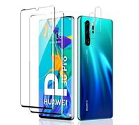 [2+2 Pièces] Verre Trempé Pour Huawei P30 Pro Pouces, 2 * Protecteur d'écran et 2 * Caméra Arrière Protecteur, Dureté 9H Film Protecteur Vitre, Anti-rayures, 3D Incurvé Couverture Complète