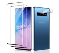 [2+2 Pièces] Verre Trempé Pour Samsung Galaxy S10 Pouces, 2 * Protecteur d'écran et 2 * Caméra Arrière Protecteur, Dureté 9H Film Protecteur Vitre, Anti-rayures, 3D Incurvé Couverture Complète