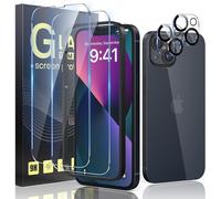 2+2, Tempered Glass For Iphone 13 6.1 Inch Easy Installation Tool Kit, 2 Screen Protectors Glass For Iphone 13 With 2 Camera Protectors [Easy To Install] [Bubble-Free]