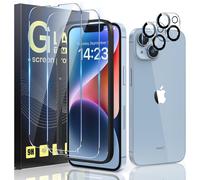 2+2, Tempered Glass For Iphone 14 6.1 Inches, 2 Glass Screen Protectors For Iphone 14 With 2 Camera Protection [Easy To Install] [Bubble-Free] 9h Hd Protective Film