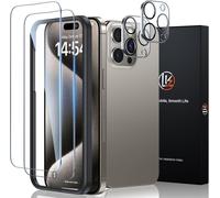 2+2 Tempered Glass Iphone 15 Pro 6.1, Contain 2 X Screen Protectors And 2 X Rear Camera Protectors, With 9h Hardness Installation Frame, Ultra Clear