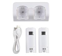 2× 2800mah Chargeur Batterie+Station Port Pour Nintendo Wii Wiimote Manette Blanc