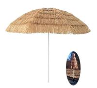 2.2m Beach Patio Garden Umbrella Sun Shade Simulation Straw Umbrella Fiberglass Rib