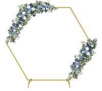 2.2Mx1.9M Arches de Mariage Hexagone en métal doré pour cérémonie, Arche de Jardin en métal pour Mariage, Kit d'arche de Ballons, décoration pour fête Anniversaire Mariage (Or)