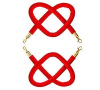 2 3 4 5 6 7 8 9 10 12 Feet Stanchion Rope with Snap Clips,2 Pcs Velvet Queue Barrier Rope, for Hotels Theater Wedding Nursery Bank Concerts Crowd Control(Red,1.8m/6ft)