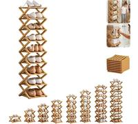 2/3/4/5/6/7/8/9 étage Porte-Chaussures en Bambou, Pas d'installation requise, Porte-Chaussures Pliable, Stockage Multi-Couches, Forte capacité de Charge, économie d'espace, pour l Natural/Color 5Tier