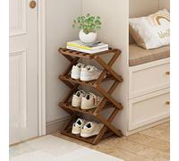 2/3/4/5-Tier Bamboo Pliant Chaussure Rack, Petit Mini Vertical étroit Chaussure Rack, sans-Assemblage & Stockage économisant de l'espace,pour Les Chambres à Coucher Coin du Salon et Les p Brown-2Tier