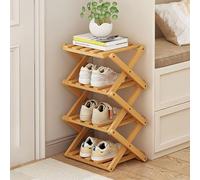 2/3/4/5-Tier Bamboo Pliant Chaussure Rack, Petit Mini Vertical étroit Chaussure Rack, sans-Assemblage & Stockage économisant de l'espace,pour Les Chambres à Coucher Coin du Salon et Les Natural-2Tier