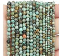 2 3 4 mm Pierre précieuse à facettes vertes Aventurine Mica Agate Perles rondes Perles minérales pour la fabrication de bijoux Accessoire de bracelet DIY-Aa Turquoise africaine-4 mm (environ 91 pièce