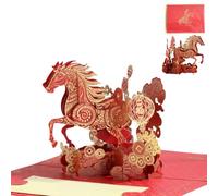 2/3/4 pcs* 3D Foil Stamping NewYears Greeting Cards 2026 - Year of the Horse Design with Envelopes, Red Lunar NewYears Blessings Cards for Family and Friends (3)