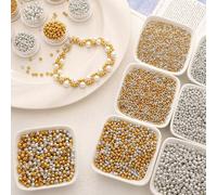 2/3/4mm 480/900/2850 pièces Perles de graines dorées et argentées, perles de pomme de pin, perles faites à la main, perles de point de croix, bracelets tressés de style bohème, colliers de style baroq