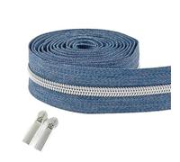 2/3/5/10M 5# Nylon Zipper Tape With Zip Puller Slider For Sewing Bag Garment Coil Zippers Closure Zips Repair Kit Accessories pour Les Jackets(Silver,8MZips8PcPulls)