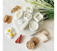 2/3/7 pièces Découpoirs en argile polymère sur le thème du petit-déjeuner - Formes mignonnes de gaufre, toast, œuf au plat et croissant, essentiels pour l'artisanat de style petit-déjeuner fait main. 