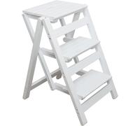 2/3 Marchepied Chaise D’échelle Pliante en Bois Bibliothèque épaissie Escabeau Échelle D’Outil De Jardin Léger Portable, Escabeau Pliant, étape pour Adultes, Escabeau, White, Three Steps