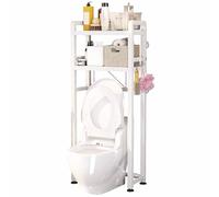 2/3 Niveaux Rétractable Etagere WC sur Pied Hauteur Étendue Meuble WC Gain de Place, Rangement à Plusieurs Niveaux Accès Facile, Stable et Résistante(Black,50 * 26 * 129cm)