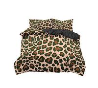 2/3 Pièces Hommes Ensemble de Literie Marron Noir Blanc Motif Animal Tigre Léopard Zèbre Girafe Microfibre Housse de Couette et Taie d'oreiller Chambre Bedding Décoration (Color 1, 220 x 240 cm)