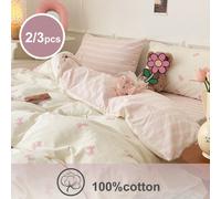 2/3 pièces Set Parure de lit avec imprimé papillon, nœud, motif rayé, doux et mignon pour décoration de dortoir étudiant, convient aux garçons et aux filles, essentiel pour le printemps/été, comprend
