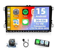 2+32G Android 13 Autoradio stéréo pour VW Transporter T5/T6 2010-2020 avec Carplay Android Auto, 2 Din 9 Pouces écran Tactile Radio Android Auto avec Navigation GPS Bluetooth WiFi FM SWC Mirror Link