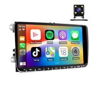 2+32G Autoradio pour VW Passat Golf MK5 MK6 Caddy Jetta avec sans Fil CarPlay Android Auto, 9 Pouces Radio Stéréo avec Navigation GPS Bluetooth Wi-FI FM RDS SWC caméra de recul 4 LED