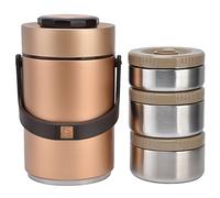 2.3L Thermos Isotherme pour Aliments Chauds en Acier Inoxydable 304 3 Niveaux Anti-fuites Empilables Thermique Lunch Box Conteneurs Vide Food Jar Soup Storage For School Office(2#)