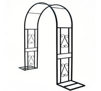 2,3m H large Arche de jardin,métal Pergola avec de base Arche à rosiers végétal treillis,extérieure antirouille tonnelle pour support diverses plantes grimpantes rosiers vignes(Noir,H230 x L220cm)
