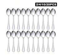 2/4/10/20 pièces Set de cuillères à café/dessert en acier inoxydable argenté, convient pour restaurant, café, thé de l'après-midi, cuisine, cadeau de Noël, fournitures scolaires Ensemble de 4 pièces,e