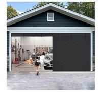 2.4-4.9m Rideau Isolant Thermique Magnétique pour Porte de Garage, Kit d’Isolation Garages avec Coton Épais, Protection Contre le Froid en Tissu Oxford, Écran de Porte d’Hiver(Noir,3.7x2.4M/12x8FT)
