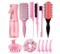 2/4/5/6/11/12 pièces Set de peignes de coiffure, outils de coiffure unisexes, bouteille de vaporisation transparente (6,8 oz / 200 ml), brosse définissante de nouvelle génération pour boucles, brosse 