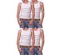 2, 4, 6, 10 maillots de corps lisses pour homme - Côtes fines - Blanc - 100 % coton - Lavable à 99 °C et passe au sèche-linge, 4 côtes fines, 5XL grande taille