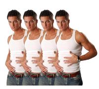 2, 4, 6, 10 maillots de corps pour homme - Double côte - Blanc - 100 % coton - Lavable à 99 °C et passe au sèche-linge, 4 doubles côtes, L