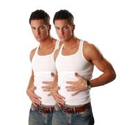 2, 4, 6, 10 maillots de corps pour homme - Double côte - Blanc - 100 % coton - Lavable à 99 °C et passe au sèche-linge, 2 doubles côtes, XL