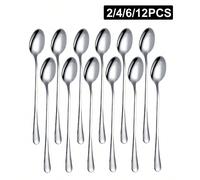 2/4/6/12 pièces Pelle à glace, Cuillère à mélanger, Cuillère de barman en acier inoxydable à long manche, convient pour la maison, le café, le bar, les fêtes, les cadeaux de Noël, les fournitures scol