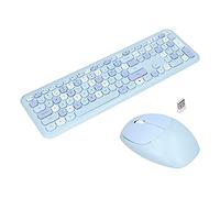 2,4 G de Clavier sans Fil et Combo de Souris, 110 Touches de Conception Rétro Ergonomique Pleine Grandeur, Touches Muettes Silencieuses, Fiche et (Clé de Couleur Mixte Bleu et Ensemble de Souris)
