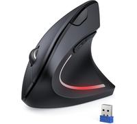 2,4 G verticale sans fil, souris ergonomique silencieuse réglable à 5 niveaux de 4 800 DPI, 6 boutons, Mice optique avec voyant lumineux pour ordinateur portable, bureau, PC, Macbook (Noir)