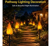 2/4 paquets de lampes torches solaires avec flammes vacillantes, torches tiki LED étanches IP44 pour l'extérieur, allumage/extinction automatique de l'aube au crépuscule, lampes à flamme dansante avec