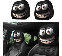 2/4 Pcs Funny Cartoon Car Headrest Covers, Big Eyes Head Rest Cover for Cars Universal Fit, Cute Funny Cartoon Eyes Car Headrest Covers, Car Seat Head Rest Protector for Cars Vans Trucks (C,2 Pcs)