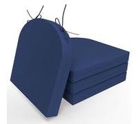2/4-piece Outdoor Seat Cushion Set-U-Shaped Waterproof Cushion with Strap Fastening Design Thickened Sponge Material for Garden and Patio Furniture(Blue,43x41cm (4PCS))